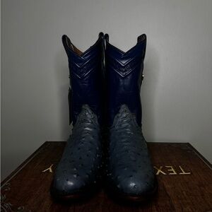 Men's Blue Ostrich Western Cowboy Boots